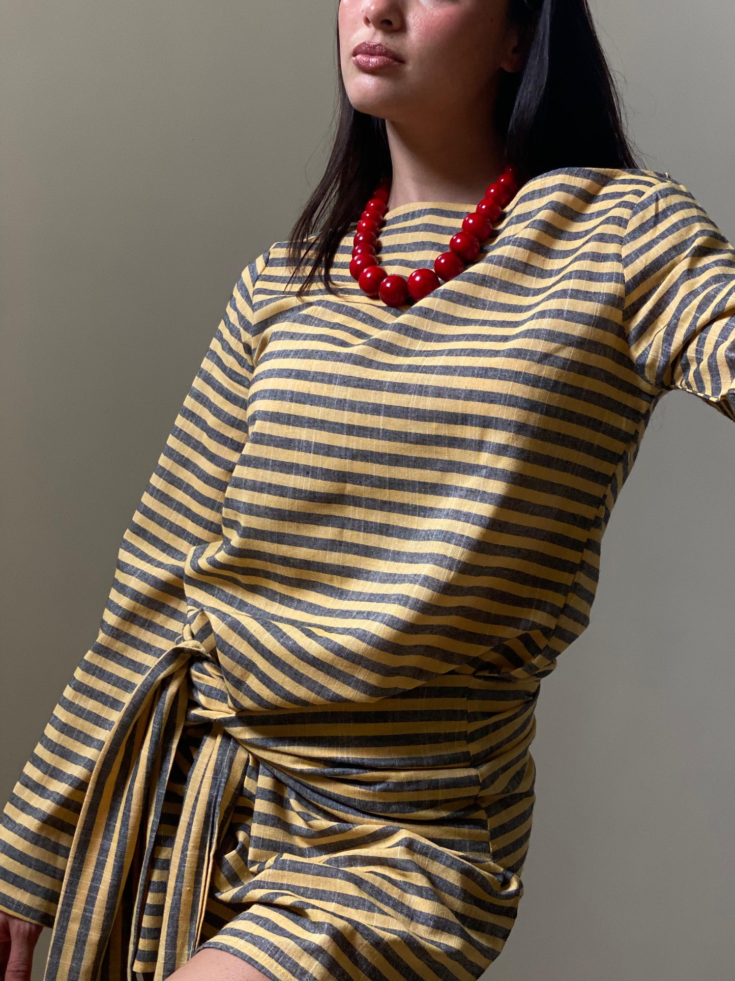 THE YELLOW AND GREY KNOT DRESS