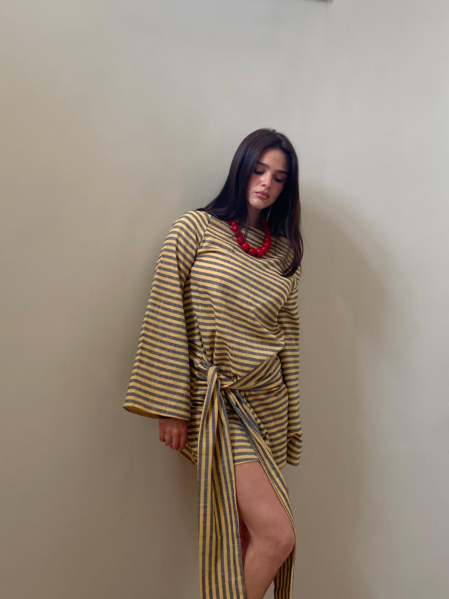 THE YELLOW AND GREY KNOT DRESS