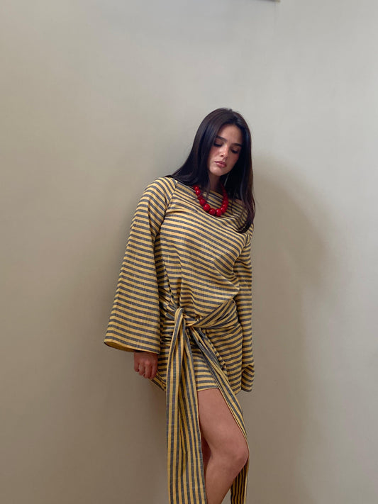 THE YELLOW AND GREY KNOT DRESS